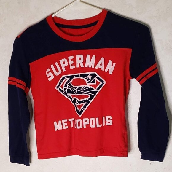 DC Comics Other - Superman X-Small Boy's Long Sleeve Red and Black Metropolis T-Shirt